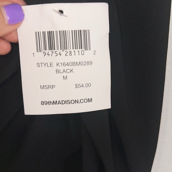 89th and Madison size medium black blouse with rhinestone bling around arms. - Picture 9 of 10